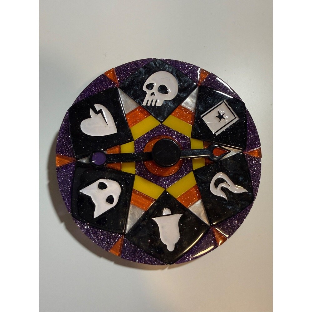 Wheel of Fortune Brooch - Lipstick & Chrome Quirks Circus Carnival Halloween Pin